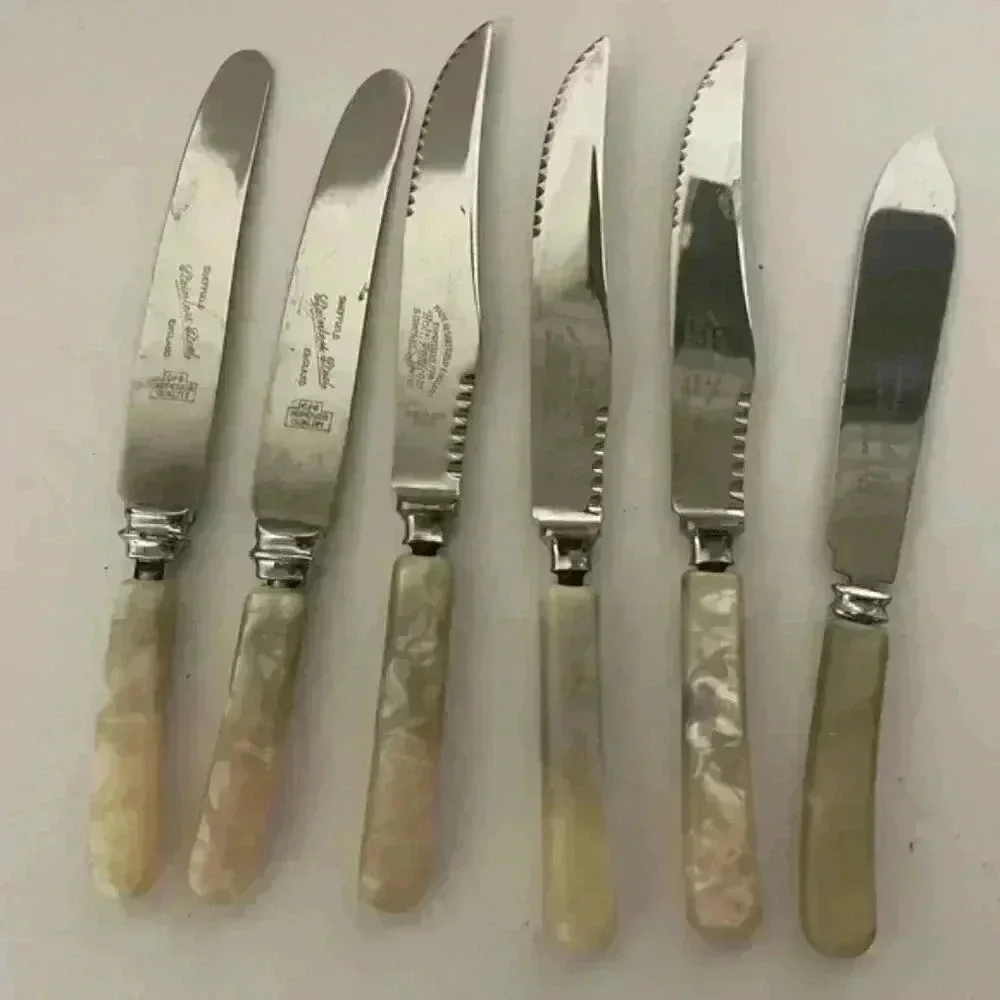 Vintage Holt Renfrew Sterling Silver w Mother of Pearl Handles - 9pc Set - Picture 6 of 13